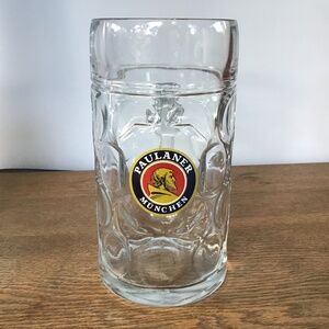 Paulaner Munchen 1 Liter Beer Mug Stein Glass Oktoberfest Germany Vintage Large